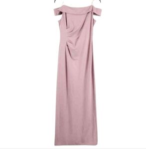 DB Studio Womens Dusty Mauve Side Pleat‎ Sleeveless Boatneck Maxi Gown Dress 12